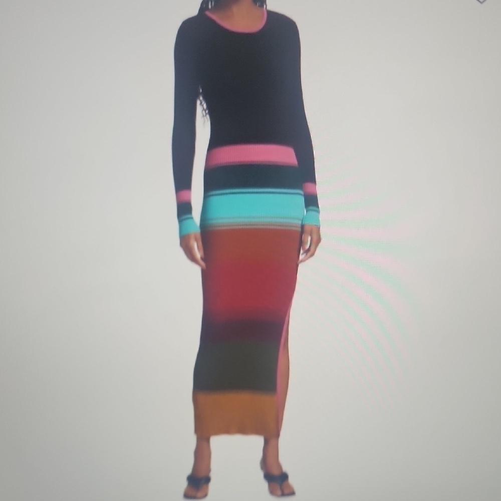 Staud Edna Striped Cutout Maxi Dress Sixe L